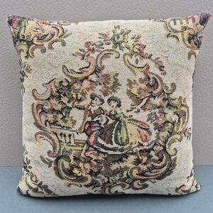 2 Vintage Tapestry Accent Pillows with Gold Threads - Country, Cottage,Victorian